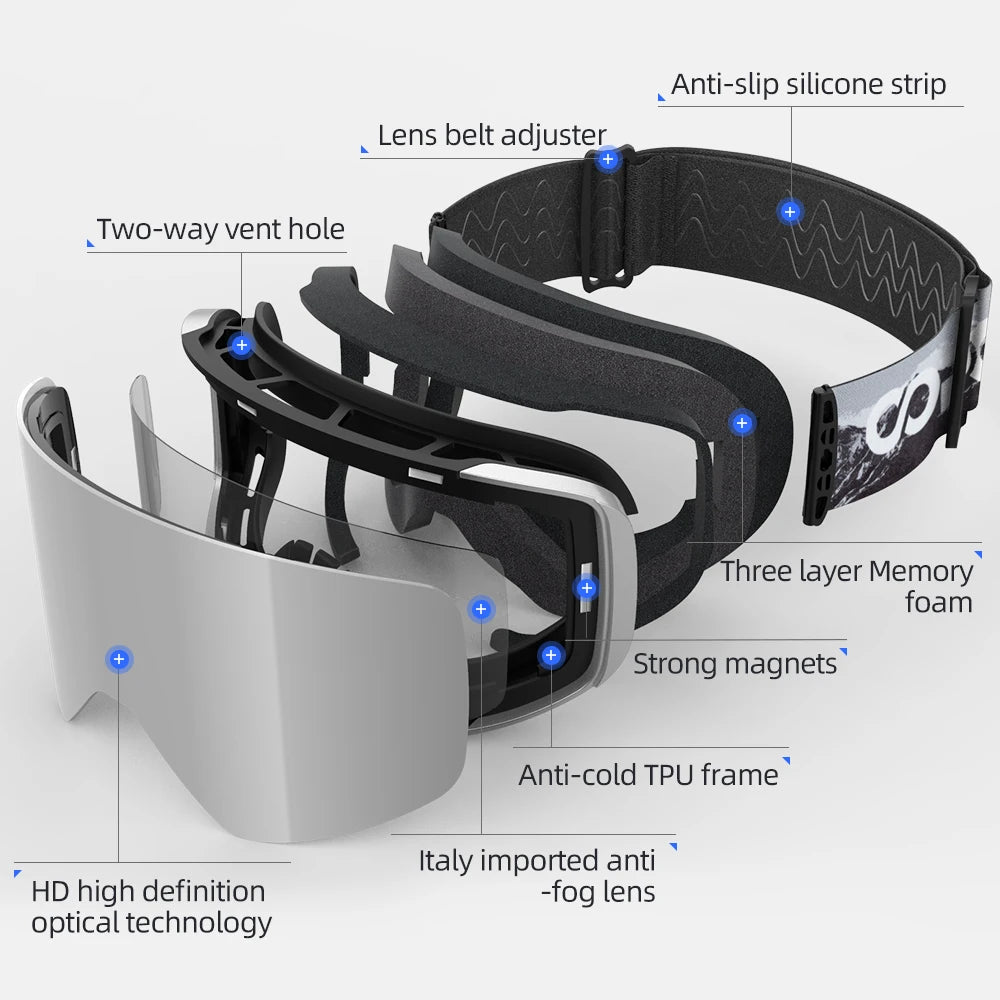 Kampayla x COPOZZ Magnetic Ski Goggles – Anti-Fog UV400 Snow Goggles for Men & Women