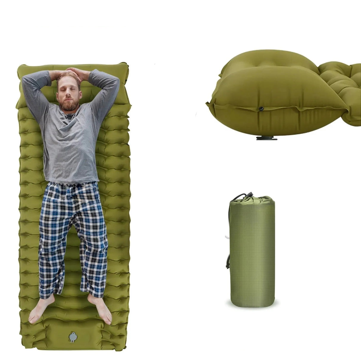Kampayla x WEST TUNE Inflatable Camping Mattress – Built-in Pump, Pillow & Noise-Free Sleep