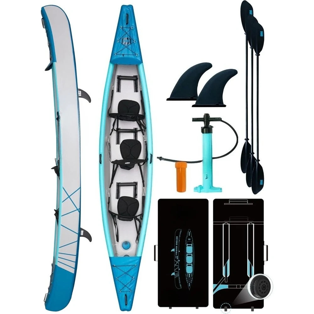 Kampayla Triple Mariner Drop-Stitch Kayak – 3-Person High-Pressure Inflatable Adventure Kayak Set