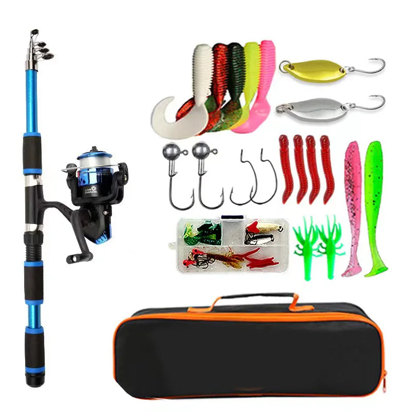 Kampayla Kids' Fishing Starter Kit – Telescopic Rod, Spinning Reel & Full Tackle Box (1.8m Travel Combo)