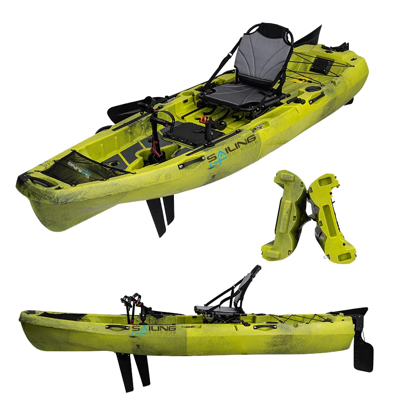 Kampayla SP2S290 Modular Pedal Fishing Kayak – 9.5ft LLDPE Hull with Rudder System & Storage