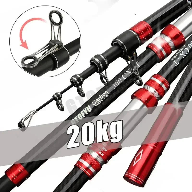 Kampayla x GTOFYU Carbon Telescopic Fishing Rod – Heavy-Duty Rod for Salt & Freshwater Casting