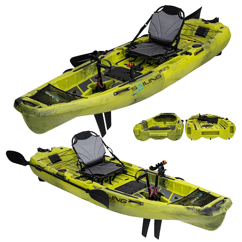 Kampayla SP2S290 Modular Pedal Fishing Kayak – 9.5ft LLDPE Hull with Rudder System & Storage