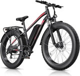 500W/1000W Fat Tire Electric Bike – 48V, 26" All-Terrain E-Bike with Cargo Rack | Kampayla Adventures