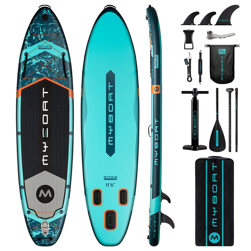 Kampayla x TOURUS 11’ Double-Layer Inflatable SUP – Yoga & Touring Paddle Board (Blue Wood Design)
