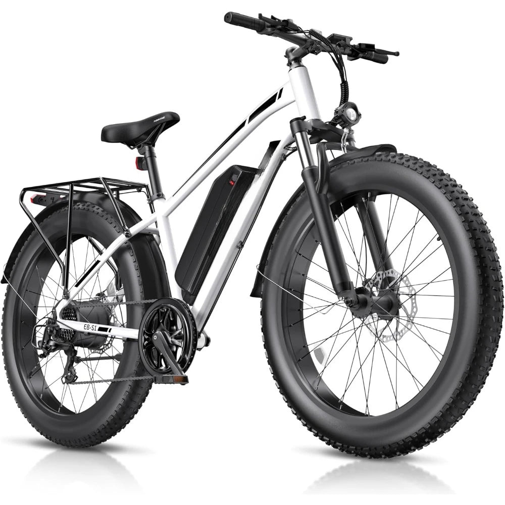 500W/1000W Fat Tire Electric Bike – 48V, 26" All-Terrain E-Bike with Cargo Rack | Kampayla Adventures