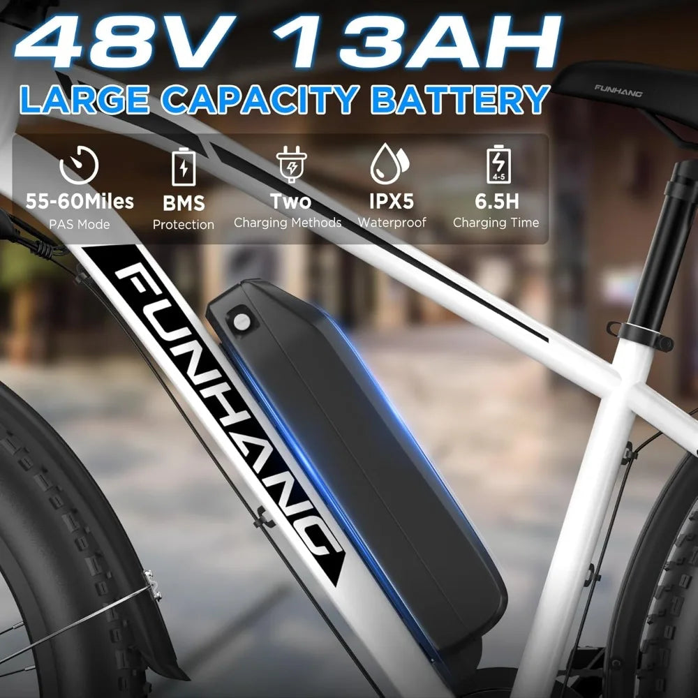 500W/1000W Fat Tire Electric Bike – 48V, 26" All-Terrain E-Bike with Cargo Rack | Kampayla Adventures