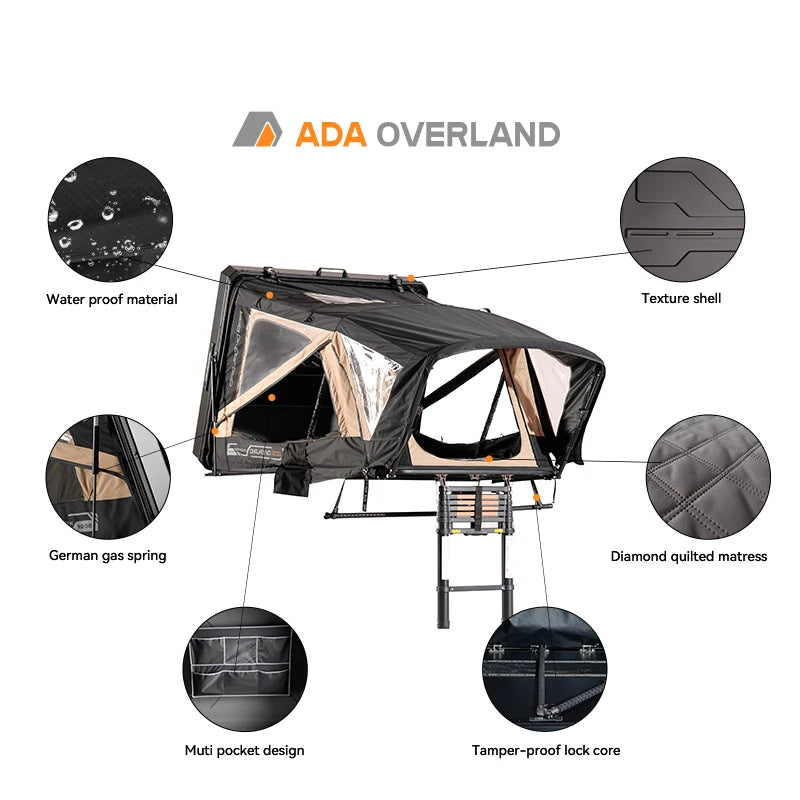 Kampayla ADA Overland Hard Shell Rooftop Tent – 4-Season Lightweight Car Top Shelter (2-Person Extended)