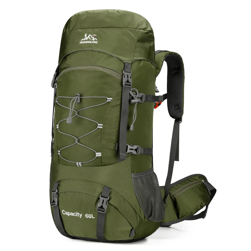 Kampayla Adventures 60L Reflective Waterproof Hiking Backpack – With Rain Cover & Shoe Compartment