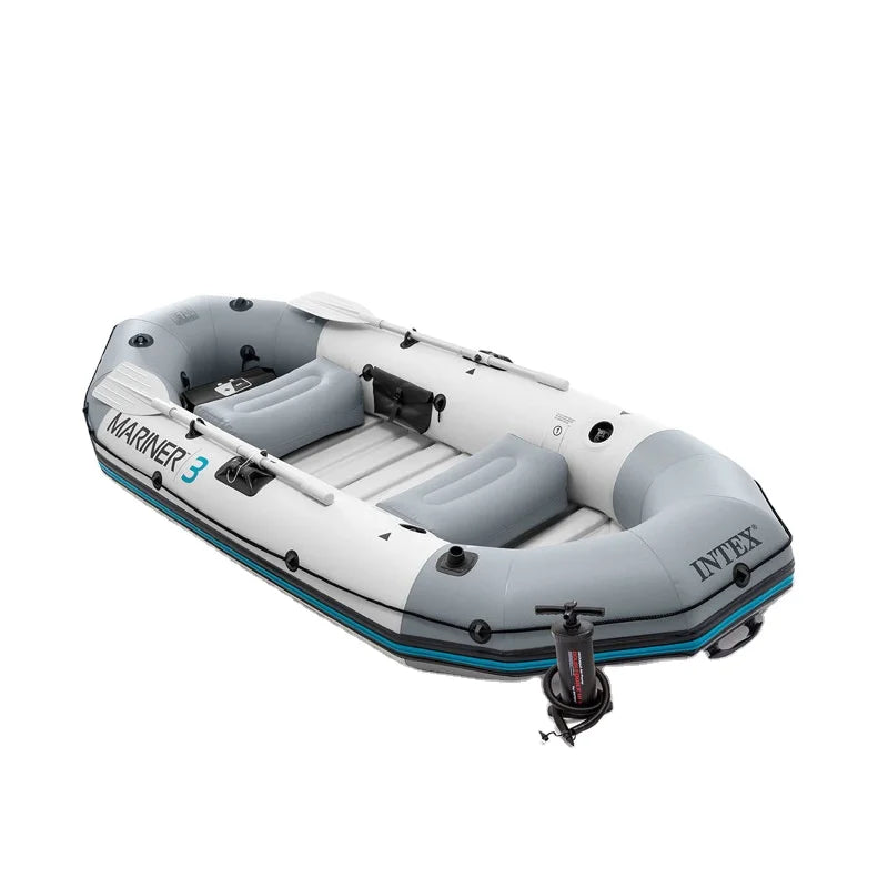 Kapayla Mariner 3-Person Inflatable Boat Set – Includes Oars & Pump | 297cm PVC Drift Vessel for Lakes & Rivers